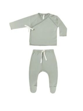 Quincy Mae wrap top + pant set in Sage